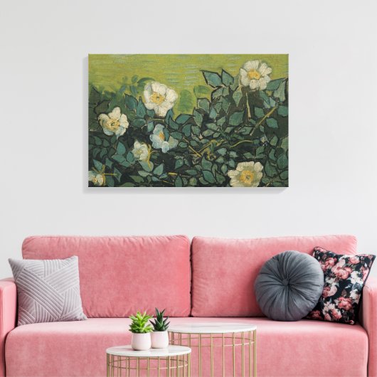 Vincent van Gogh - Wilde Rozen Canvas Afdruk (Insitu (Woonkamer))