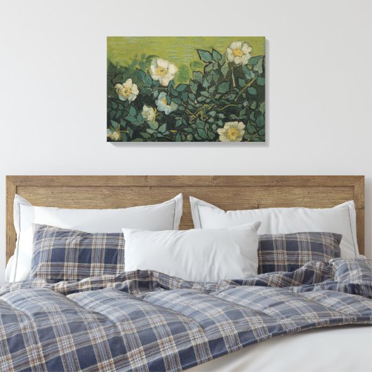 Vincent van Gogh - Wilde Rozen Canvas Afdruk (Insitu (Slaapkamer))