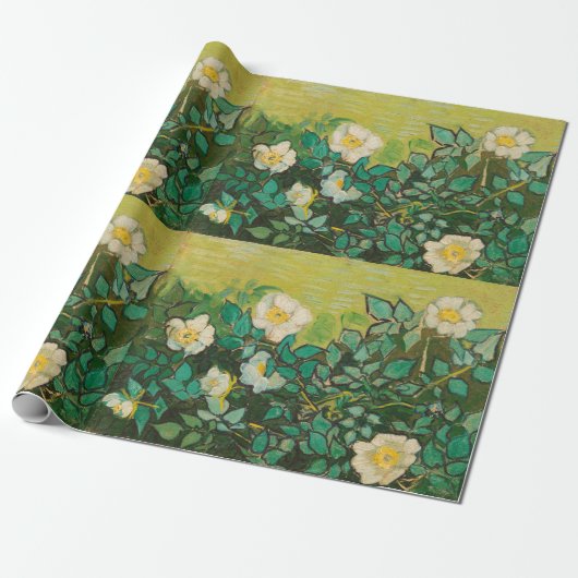 Vincent Van Gogh Wilde Rozen Fijne Kunst Cadeaupapier (Uitgerold)
