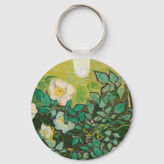 Vincent Van Gogh Wilde Rozen Fijne Kunst Sleutelhanger (Voorkant)