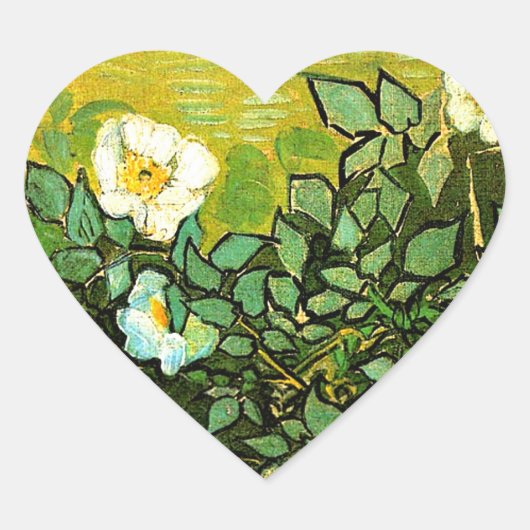Vincent van Gogh - Wilde Rozen, Hart Sticker (Voorkant)