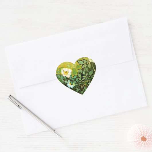 Vincent van Gogh - Wilde Rozen, Hart Sticker (Envelop)