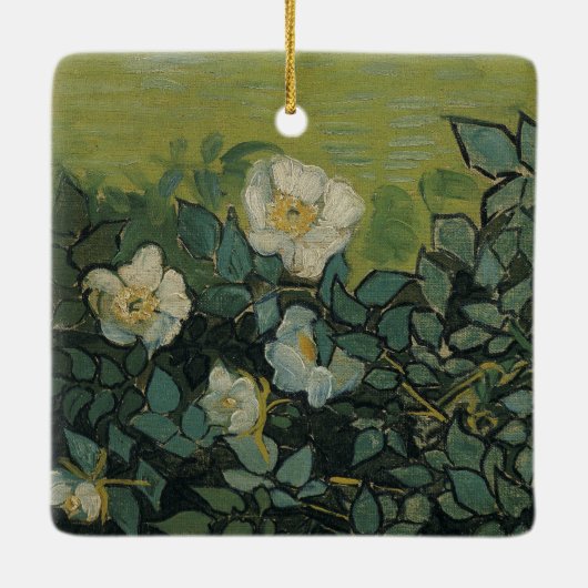 Vincent van Gogh - Wilde Rozen Keramisch Ornament (Achterkant)