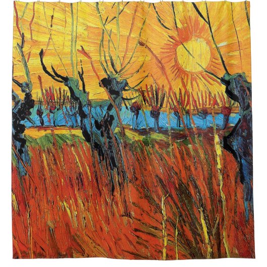 Vincent van Gogh - Willows at Sunset Fine Art Douchegordijn (Voorkant)