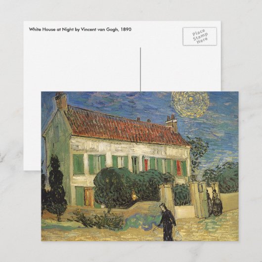 Vincent van Gogh - Witte Huis bij nacht Briefkaart (Voorkant / Achterkant)