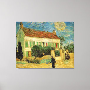 VINCENT VAN GOGH - WITTE HUIS BIJ NACHT CANVAS AFDRUK