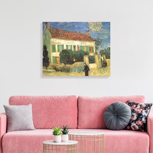 Vincent van Gogh - Witte Huis bij nacht Canvas Afdruk (Insitu (Woonkamer))