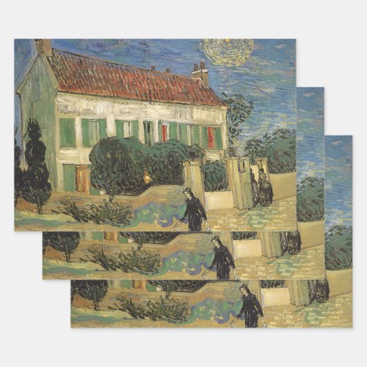 Vincent van Gogh - Witte Huis bij nacht Inpakpapier Vel (Set)