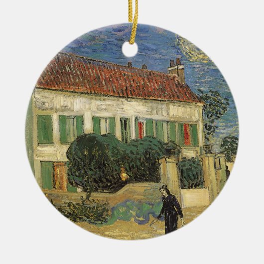 Vincent van Gogh - Witte huis bij nacht Keramisch Ornament (Voorkant)