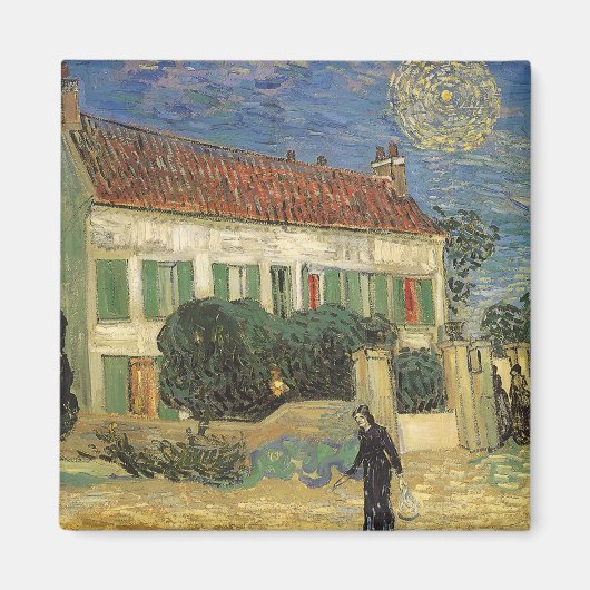 Vincent van Gogh - Witte Huis bij nacht Magneet (Voorkant)