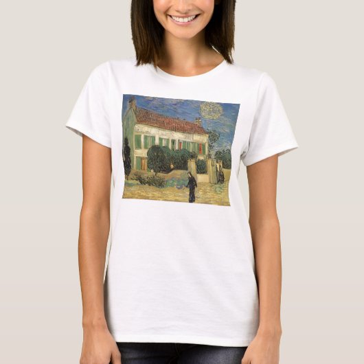 Vincent van Gogh - Witte Huis bij nacht T-shirt (Voorkant)