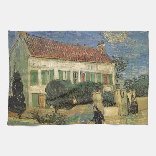 Vincent van Gogh - Witte Huis bij nacht Theedoek (Horizontaal)