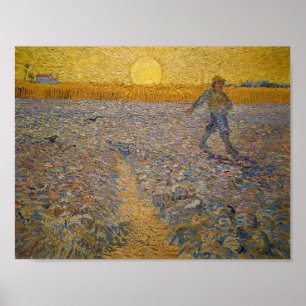 Vincent van Gogh Zaait bij Sunset Art Painting Poster