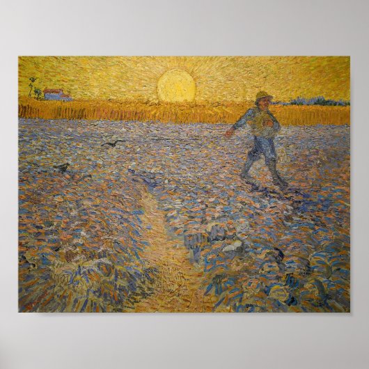 Vincent van Gogh Zaait bij Sunset Art Painting Poster (Voorkant)
