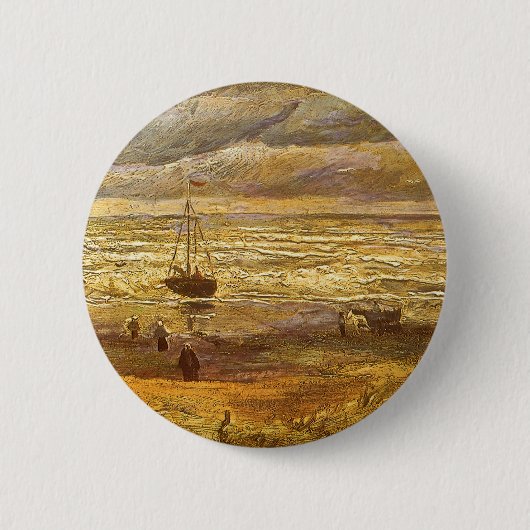 Vincent van Gogh - Zee bij Scheveningen Ronde Button 5,7 Cm (Voorkant)