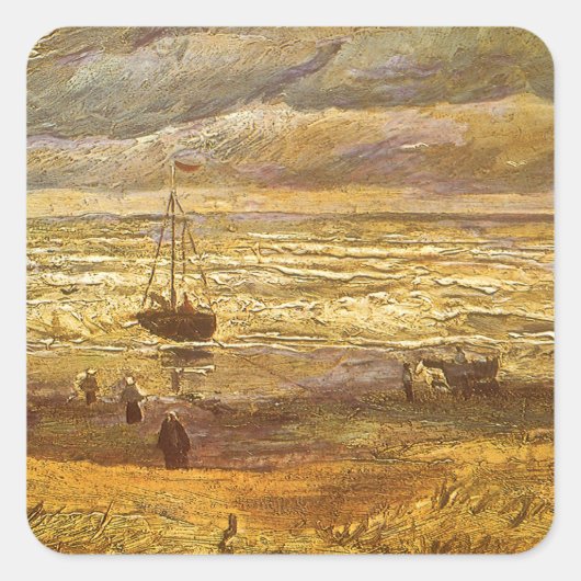 Vincent van Gogh - Zee bij Scheveningen Vierkante Sticker (Voorkant)