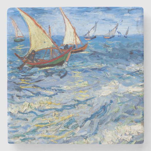 Vincent van Gogh - Zeegezicht bij Saintes-Maries Stenen Onderzetter (Voorkant)