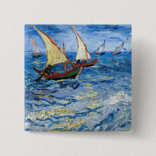 Vincent van Gogh - Zeegezicht bij Saintes-Maries Vierkante Button 5,1 Cm