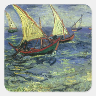 Vincent van Gogh - Zeegezicht bij Saintes Maries Vierkante Sticker