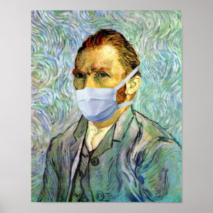 Vincent Van Gogh zelf portret met maskerspleet Poster