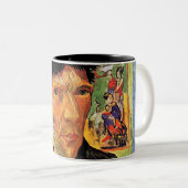 Vincent van Gogh - zelfportret met gebandatuurde o Tweekleurige Koffiemok (Voorkant rechts)