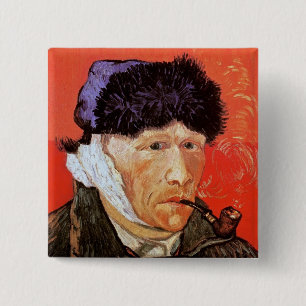 Vincent van Gogh - zelfportret met gebandatuurde o Vierkante Button 5,1 Cm