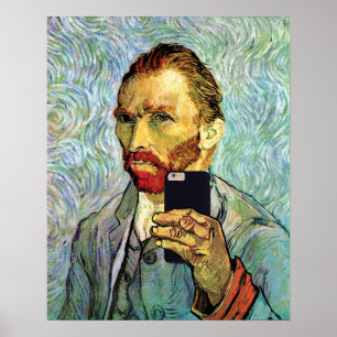 Vincent Van Gogh Zelfportret met mobiel Selfie Poster