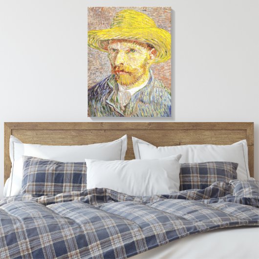 Vincent van Gogh - Zelfportret met Pet Canvas Afdruk (Insitu (Slaapkamer))