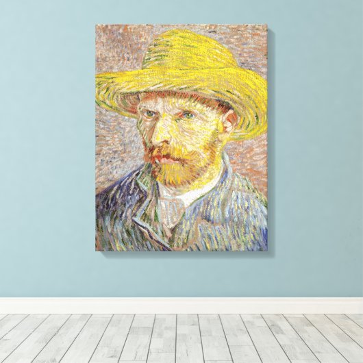 Vincent van Gogh - Zelfportret met Pet Canvas Afdruk (Insitu (Houten vloer))