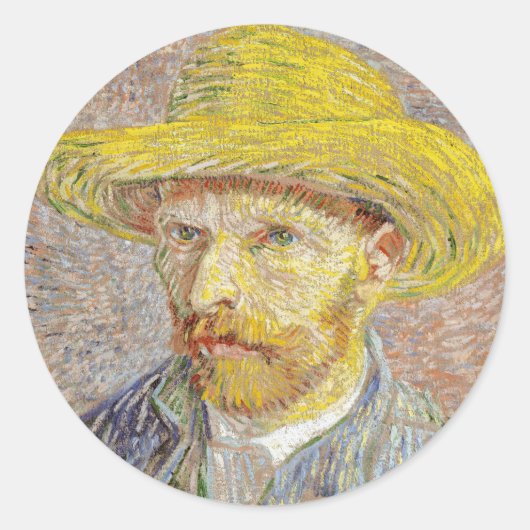Vincent van Gogh - Zelfportret met Pet Ronde Sticker (Voorkant)