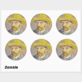 Vincent van Gogh - Zelfportret met Pet Ronde Sticker (Vel)