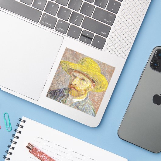 Vincent van Gogh - Zelfportret met Pet Sticker (Laptop met iPhone)