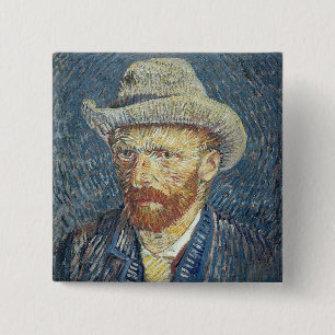 Vincent van Gogh Zelfportret met smelt Pet Vierkante Button 5,1 Cm