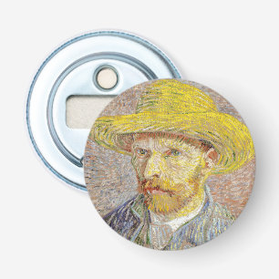 Vincent van Gogh - Zelfportret met strohoed Button Flesopener