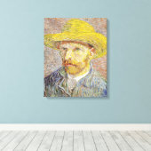 Vincent van Gogh - Zelfportret met strohoed Canvas Afdruk (Insitu (Houten vloer))