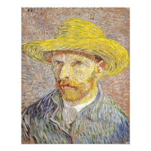 Vincent van Gogh - Zelfportret met strohoed Foto Afdruk