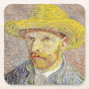 Vincent van Gogh - Zelfportret met strohoed Kartonnen Onderzetters