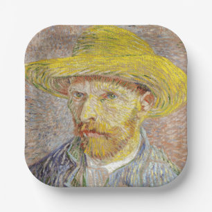 Vincent van Gogh - Zelfportret met strohoed Papieren Bordje