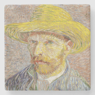Vincent van Gogh - Zelfportret met strohoed Stenen Onderzetter