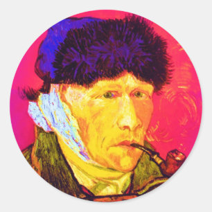 Vincent Van Gogh - Zelfportret met verband Pop Art Ronde Sticker
