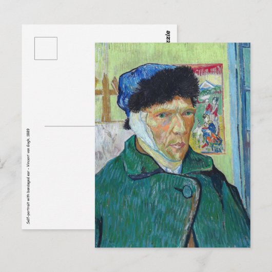 Vincent van Gogh - Zelfportret met verbonden oor Briefkaart (Voorkant / Achterkant)