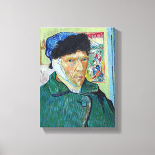 Vincent van Gogh - Zelfportret met verbonden oor Canvas Afdruk