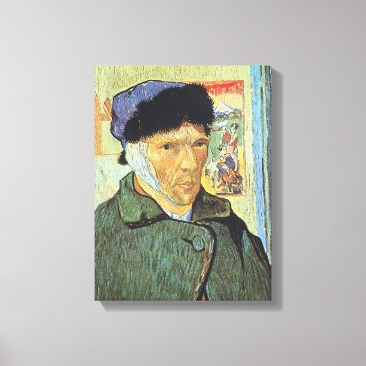 Vincent van Gogh - Zelfportret met verbonden oor Canvas Afdruk (Voorkant)