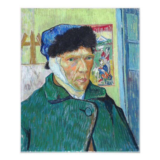 Vincent van Gogh - Zelfportret met verbonden oor Foto Afdruk (Voorkant)