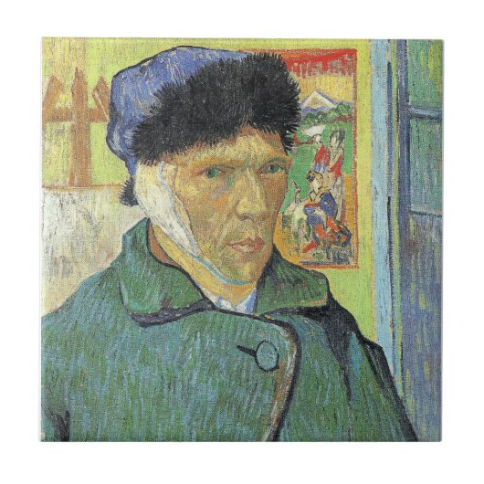 Vincent van Gogh, Zelfportret met verbonden oor, Tegeltje (Voorkant)