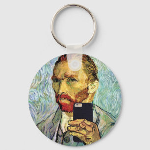 Vincent Van Gogh Zelfportret Selfie Met Mobiel Sleutelhanger