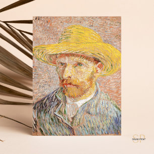 Vincent van Gogh Zelfportret Straw Pet Roze Briefkaart