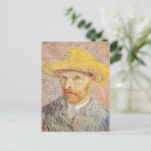 Vincent van Gogh Zelfportret Straw Pet Roze Briefkaart (Staand voorkant)