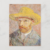 Vincent van Gogh Zelfportret Straw Pet Roze Briefkaart (Voorkant)