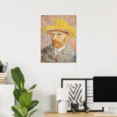 Vincent van Gogh Zelfportret Straw Pet Roze Poster (Thuiskantoor)